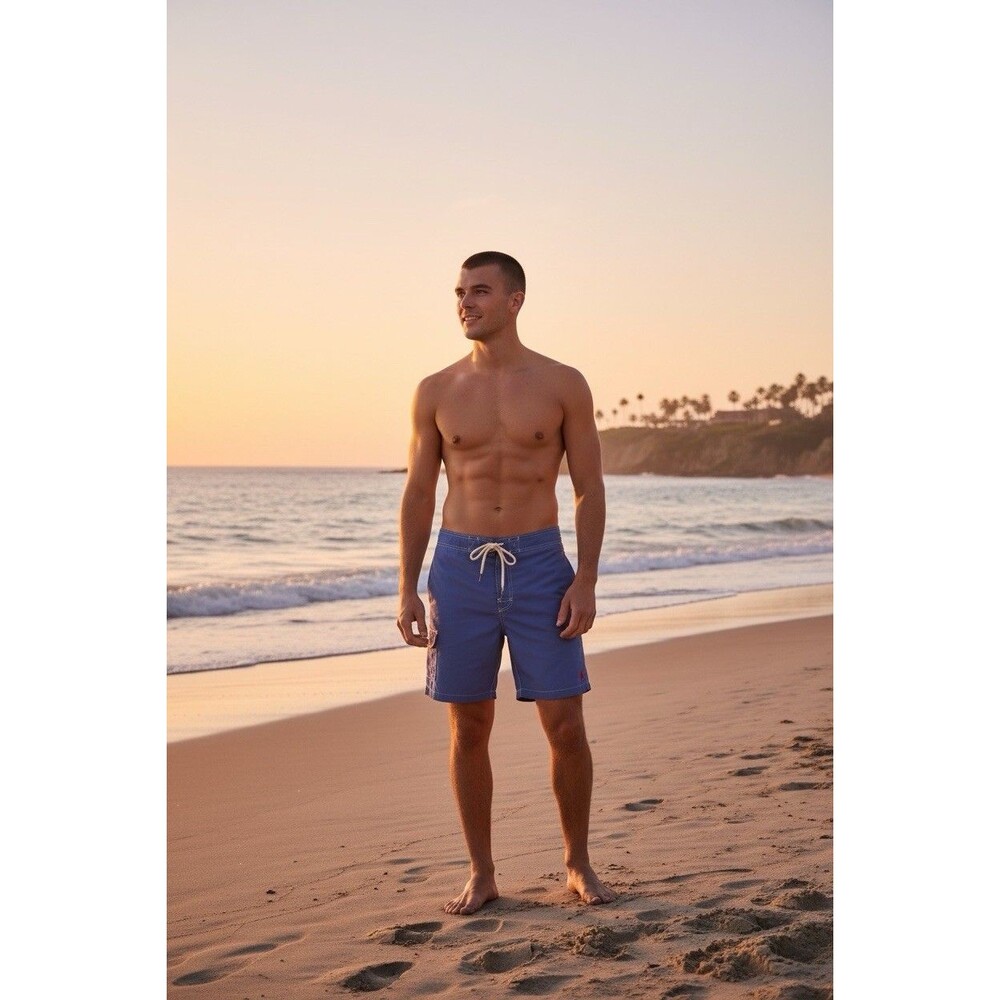 Polo By Ralph Lauren Men's Solid Kailua Swim Trunks Size S Blue Resort Beach